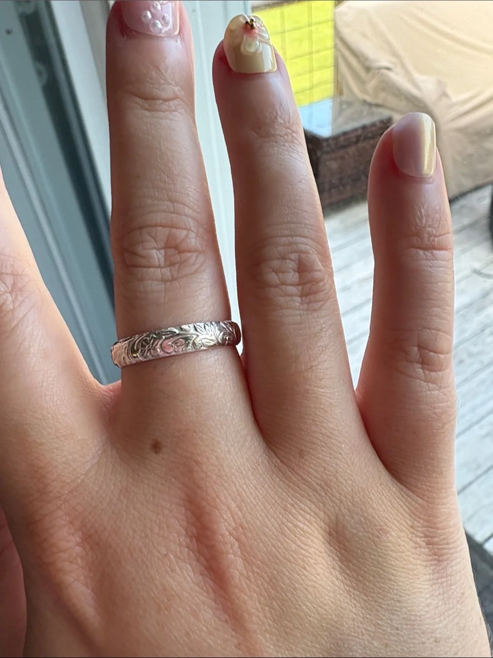 Sterling silver floral ring